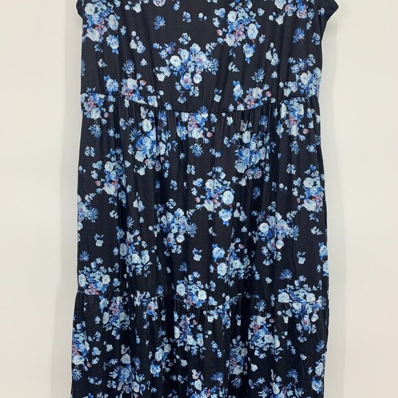Pinup Fashion Maxi Dress Blue Floral Print Sleeveless Pockets NWT - Picture 6 of 11